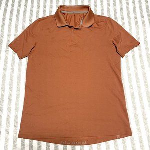 Lululemon Mens Large L Tech Pique Polo Golf Short Sleeve Shirt - Orange